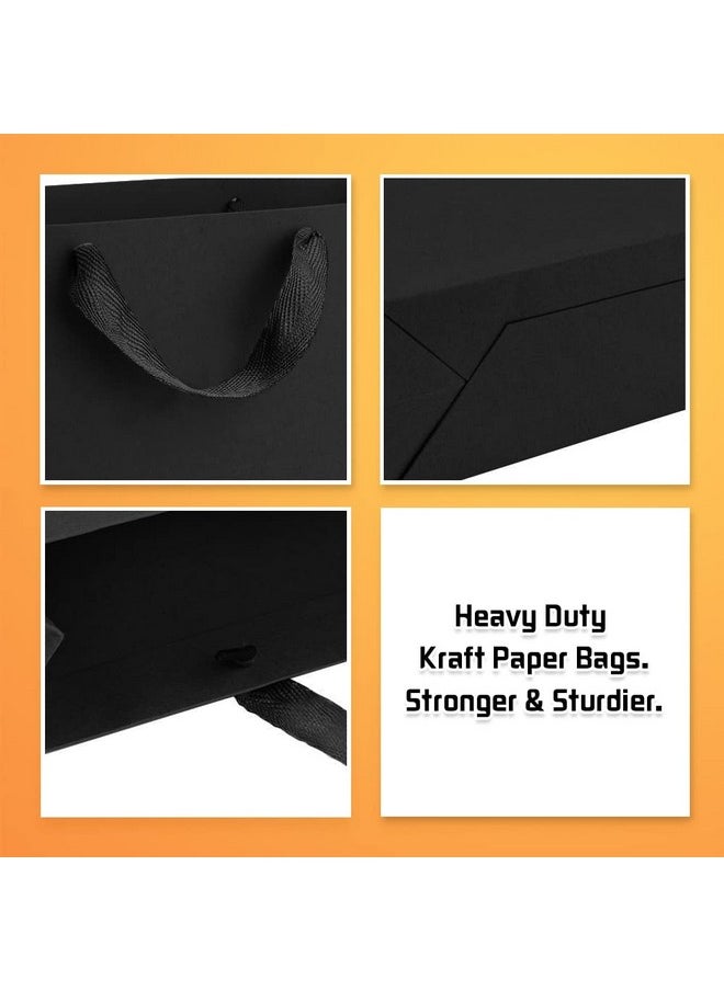 BagDream - Black Gift Bags 25 Pack 10.6X3.1X8.3 Heavy Duty Kraft Paper Bags With Handles For Boutique Wedding Party Favor Bags Grocery Retail Merchandise Bags Medium Gift Paper Sacks - Image 1