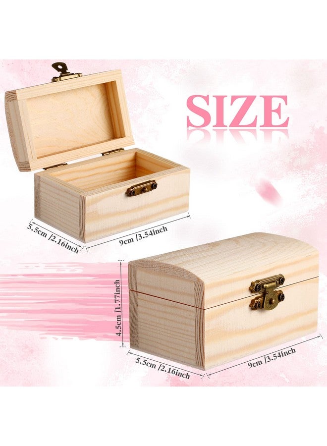 Chumia Unfinished Wood Treasure Chest With 10 Paintbrushes, Small Treasure Box Wooden Craft Boxes With Locking Clasp Wooden Storage Box For Diy Party Favor Jewelry Box, 3.5 X 2.2 X 1.8 Inch (24 Pcs) - Image 2