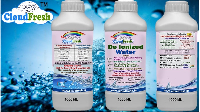 CloudFresh Premium Deionized Water 2 Liters Demineralized Water for Lab Automotive Electronics Ideal for Steam Irons Batteries Distilled for Maximum Purity - Image 2