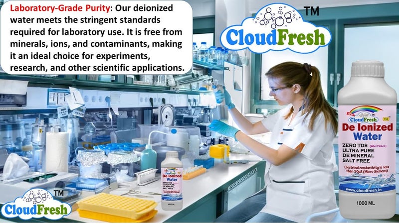 CloudFresh Premium Deionized Water 2 Liters Demineralized Water for Lab Automotive Electronics Ideal for Steam Irons Batteries Distilled for Maximum Purity - Image 4