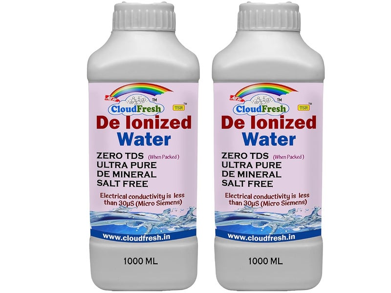 CloudFresh Premium Deionized Water 2 Liters Demineralized Water for Lab Automotive Electronics Ideal for Steam Irons Batteries Distilled for Maximum Purity - Image 1