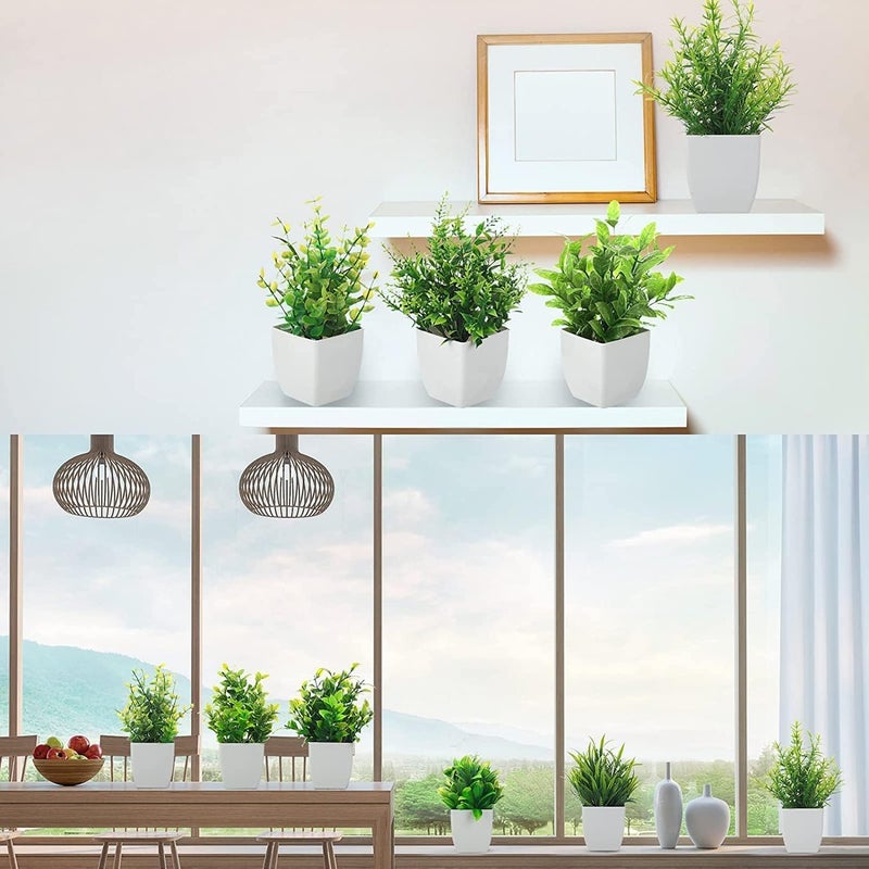 Dekorly Artificial Potted Plants, Artificial Plastic Eucalyptus Plants Small Indoor Potted Houseplants, Small Faux Plants for Home Decor Bathroom Office Farmhouse (Set 0F 16) - Image 3