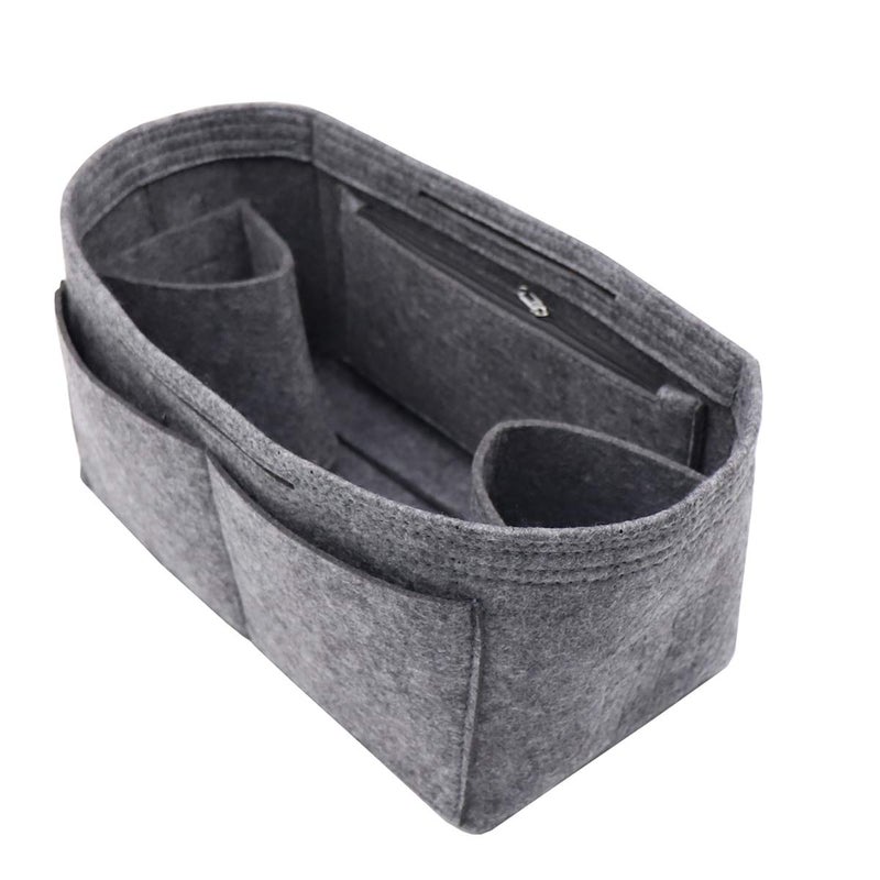 LEXSION Felt Purse Organizer Insert Bag In Bag with Two Removeable Holder 8020 Grey L2 - Image 1