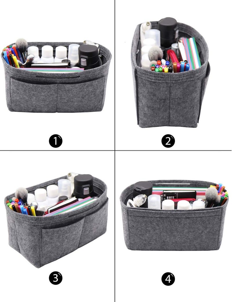 LEXSION Felt Purse Organizer Insert Bag In Bag with Two Removeable Holder 8020 Grey L2 - Image 3