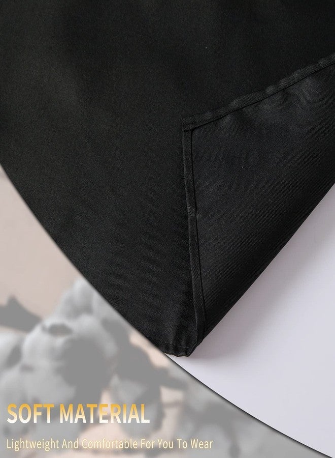 ARBINSON Long Server Apron with 2 Pockets, Extra Long Tie, Lightweight Half Aprons for Men Women Waiter Waitress Chef (Black) - Image 3
