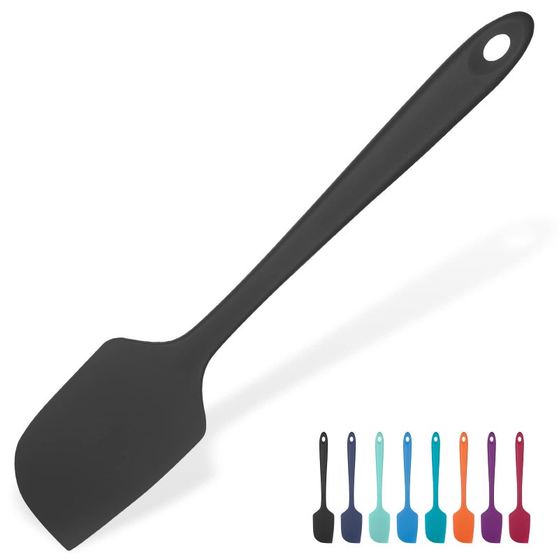 U-Taste Heat Resistant Silicone Large Spatula: U-Taste 600ÂºF High Heat Flexible 11.38in Silicon Mixing Stirring Cooking Scraping Baking Bowl Scraper Seamless Spreader for Kitchen Nonstick Cookware (Black) - Image 1
