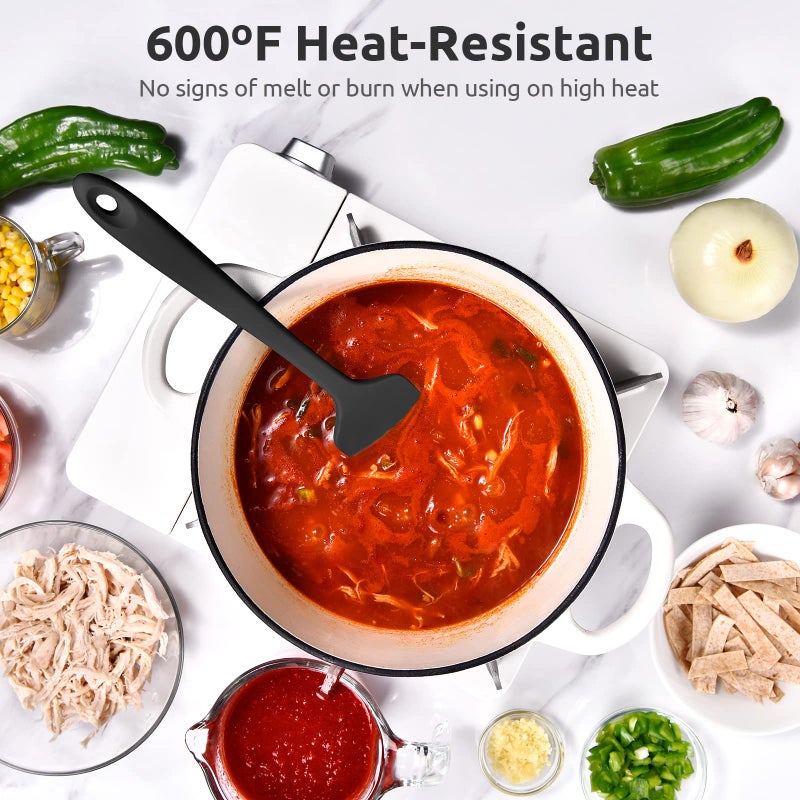 U-Taste Heat Resistant Silicone Large Spatula: U-Taste 600ÂºF High Heat Flexible 11.38in Silicon Mixing Stirring Cooking Scraping Baking Bowl Scraper Seamless Spreader for Kitchen Nonstick Cookware (Black) - Image 3