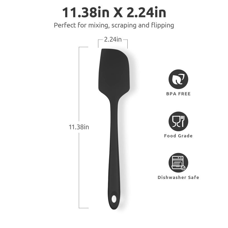 U-Taste Heat Resistant Silicone Large Spatula: U-Taste 600ÂºF High Heat Flexible 11.38in Silicon Mixing Stirring Cooking Scraping Baking Bowl Scraper Seamless Spreader for Kitchen Nonstick Cookware (Black) - Image 2