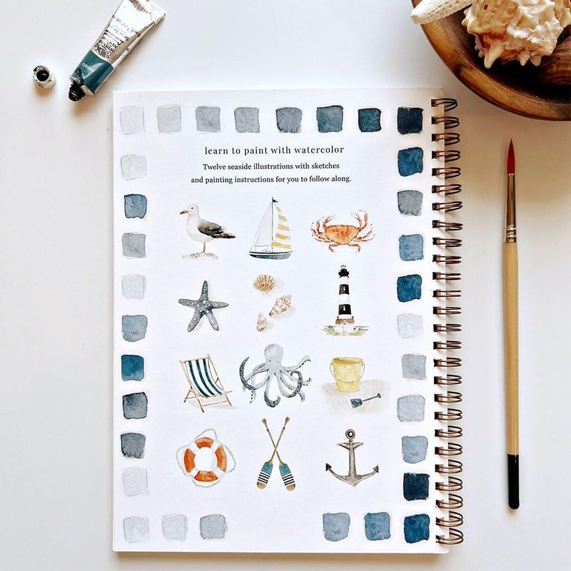 Watercolor Workbook, Beginner-Friendly Complete Painting Kit for Adults and Kids, 12-Color Watercolor Paint Set with Brush, Step-by-Step Seaside Themed Tutorials, Ideal for Learning and Relaxation - Image 3
