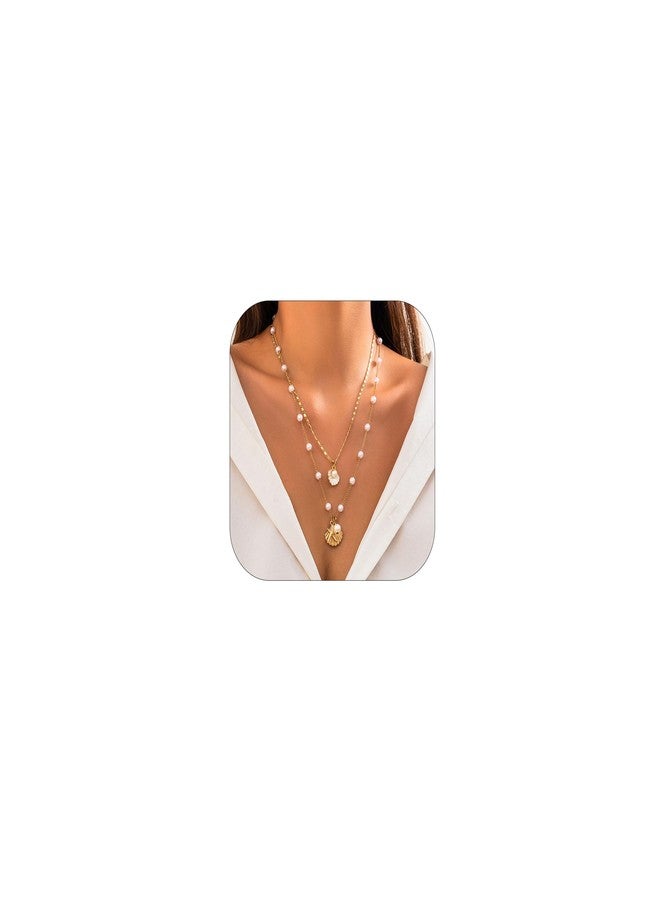 Your Always Charm Seashell Necklace for Women Shell Necklace Vacation Outfits for Women Adjustable Layered Sea Shell Charm Necklaces Beach Essentials Holiday Jewelry - Image 1