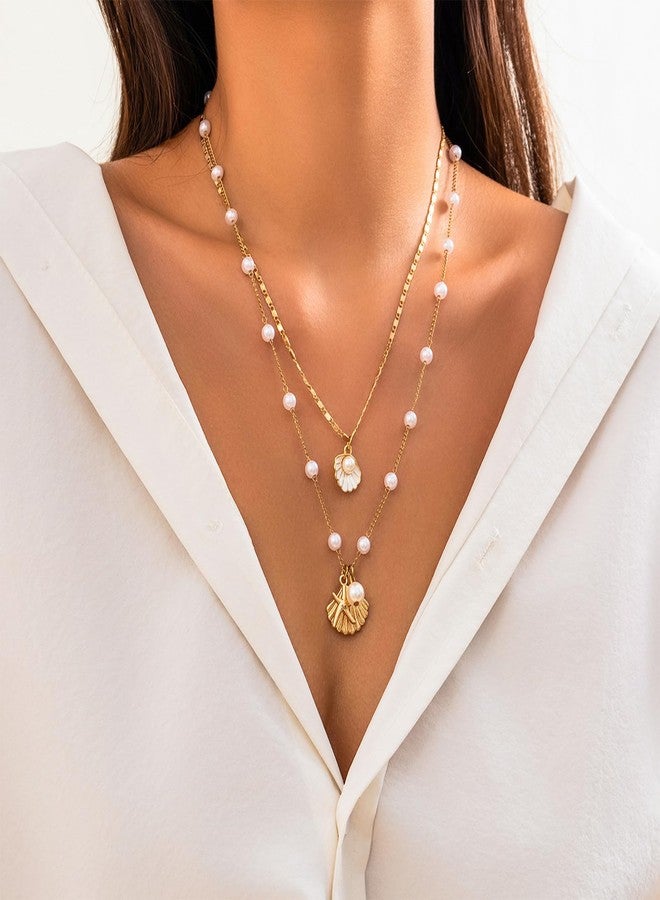 Your Always Charm Seashell Necklace for Women Shell Necklace Vacation Outfits for Women Adjustable Layered Sea Shell Charm Necklaces Beach Essentials Holiday Jewelry - Image 3