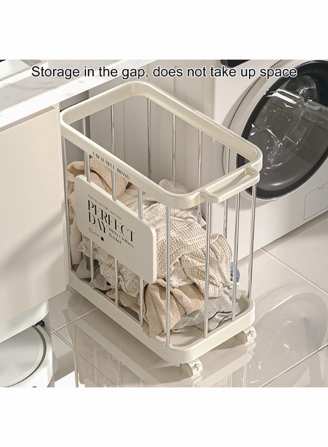 Portable Laundry Cart, 50L Dirty Clothes Storage Basket, Rolling Industrial Laundry Hamper, Heavy Duty Laundry Basket on Wheels, Laundry Hamper, Sturdy for Hotel Laundry Room Dirty Clothes - Image 2