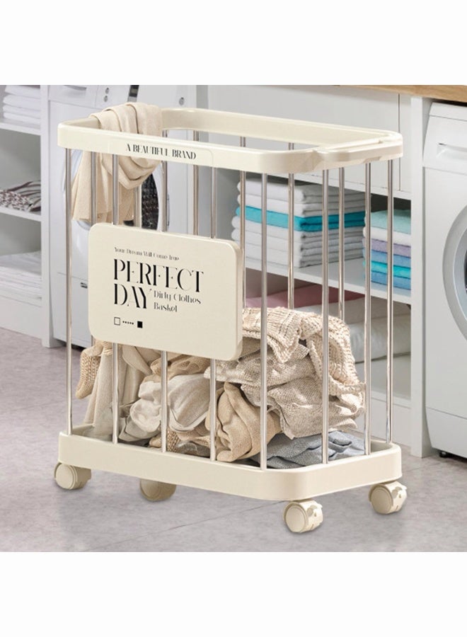 Portable Laundry Cart, 50L Dirty Clothes Storage Basket, Rolling Industrial Laundry Hamper, Heavy Duty Laundry Basket on Wheels, Laundry Hamper, Sturdy for Hotel Laundry Room Dirty Clothes - Image 5