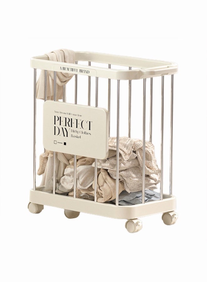 Portable Laundry Cart, 50L Dirty Clothes Storage Basket, Rolling Industrial Laundry Hamper, Heavy Duty Laundry Basket on Wheels, Laundry Hamper, Sturdy for Hotel Laundry Room Dirty Clothes - Image 1