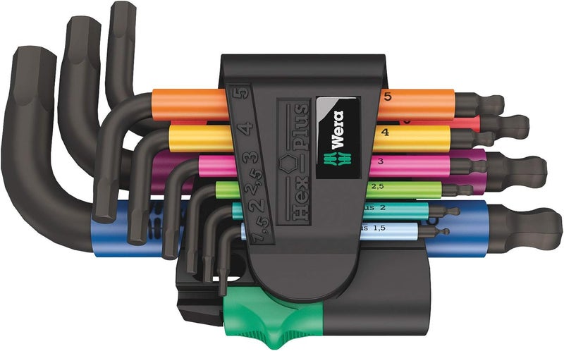 Wera 950/9 Hex-Plus Multicolour L-Key Set, Metric, BlackLaser, 9 Pieces - Image 1