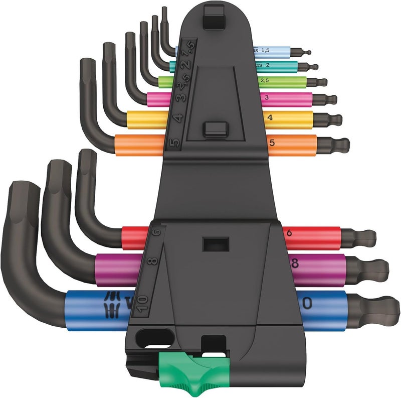 Wera 950/9 Hex-Plus Multicolour L-Key Set, Metric, BlackLaser, 9 Pieces - Image 2