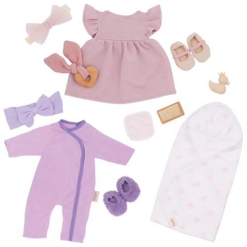 LullaBaby – 13 Pieces Fashion Set – 14-Inch Baby Doll Clothes – Pajama, Dress & Bath Accessories – Pretend Play 2+ Years– Baby Doll Clothing Set - Image 1