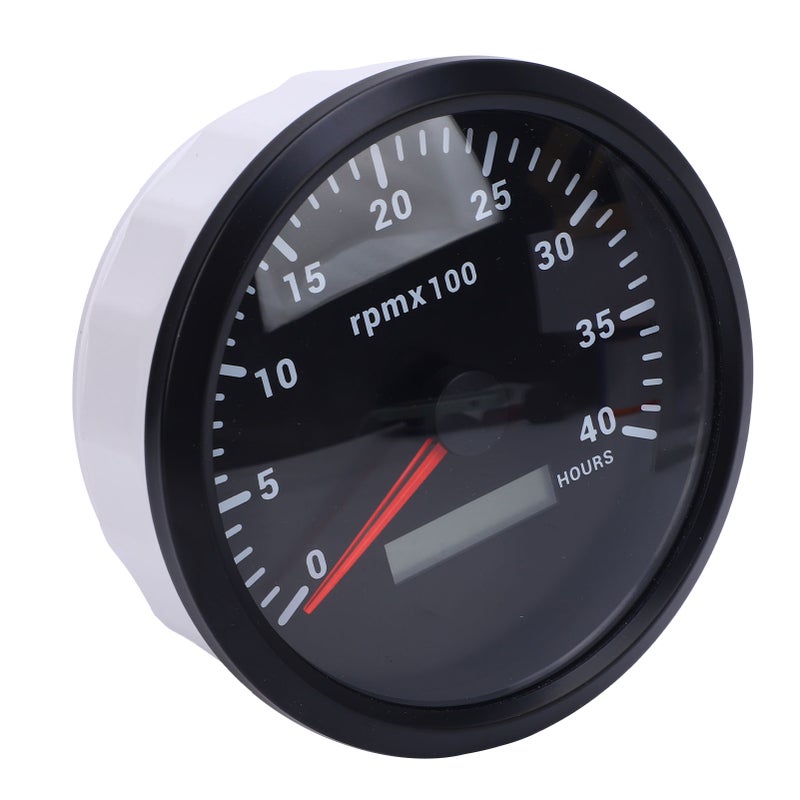 110mm 4 3/8in Tachometer 7 Color Backlight 4000RPM Gauge with Hour Meter for Truck Tractor Trailer Car RV Boat DC 9 to 32V Black Dial Black Bezel CXA005B - Image 4
