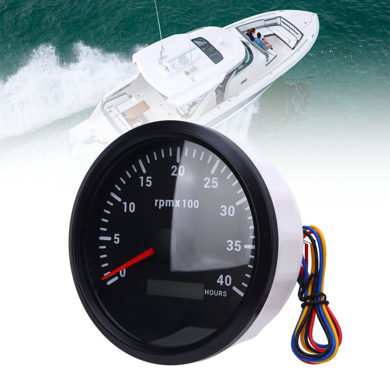110mm 4 3/8in Tachometer 7 Color Backlight 4000RPM Gauge with Hour Meter for Truck Tractor Trailer Car RV Boat DC 9 to 32V Black Dial Black Bezel CXA005B - Image 5