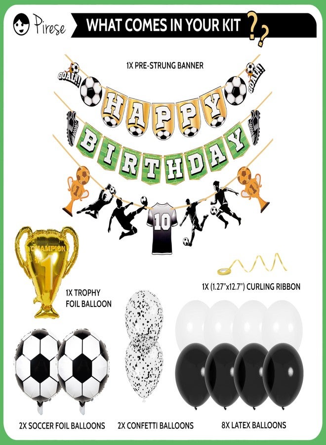 Pirese Soccer Birthday Party Decorations Kit - Soccer Happy Birthday Banner, Balloons, Soccer Themed Party Decorations, Soccer Birthday Decor, Soccer Party Supplies for Boys, Girls, Kids, Sports Fans - Image 2
