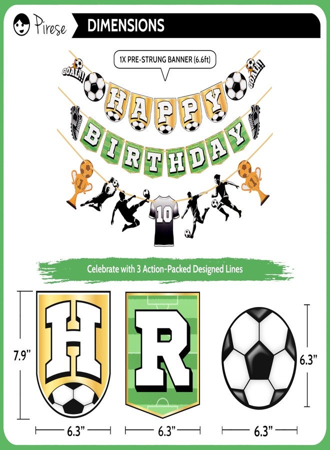 Pirese Soccer Birthday Party Decorations Kit - Soccer Happy Birthday Banner, Balloons, Soccer Themed Party Decorations, Soccer Birthday Decor, Soccer Party Supplies for Boys, Girls, Kids, Sports Fans - Image 3