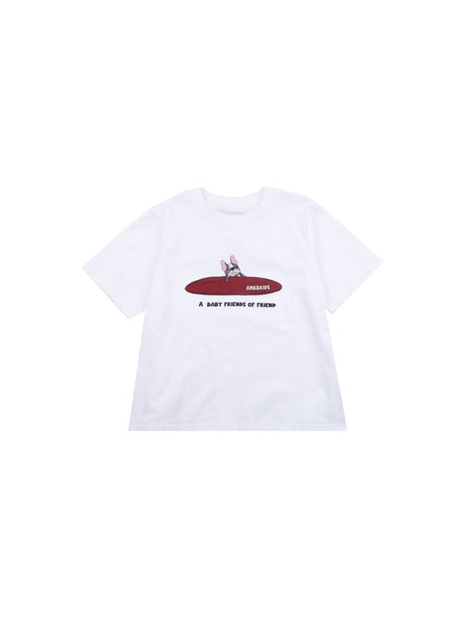Children's Cute Alphabet Puppy Short-sleeved T-shirt Boys' And Boys Stylize Cotton Loose Cool Top Trendy - Image 5