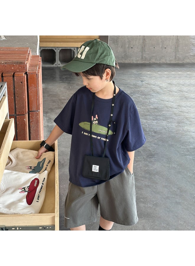 Children's Cute Alphabet Puppy Short-sleeved T-shirt Boys' And Boys Stylize Cotton Loose Cool Top Trendy - Image 2