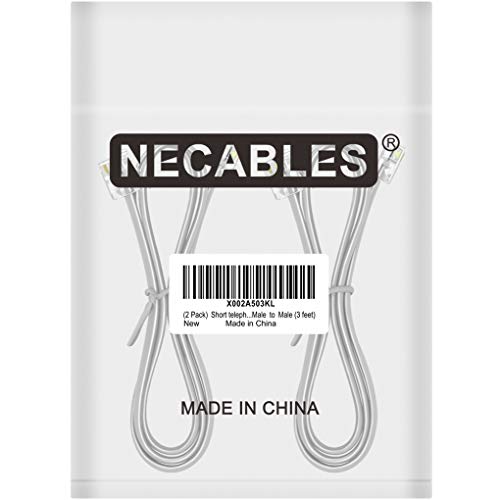 NECABLES 2Pack Phone Cord 3ft Telephone Cord Phone Cable RJ11 6P4C Male to Male for Landline and Fax - 3 Feet - Image 4