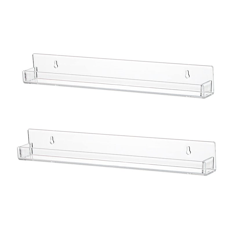 LikeU Nail Polish Rack Wall Mounted Shelf 2 PackClear Acrylic Nail Polish Holder Organizer with Removable AntiSlip End Inserts2 Tiers Floating Polish Organizer Display 30 Bottles