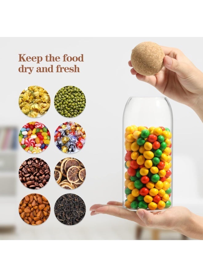 ComSaf 34 OZ Glass Storage Container with Ball Cork, Coffee Storage Jar, 3 Pcs Bath Salt Jar, Glass Jar with Cork Lids, Decorative Jar for Candy, Tea, Bathroom Apothecary Cotton Swab Qtip Holder - Image 4