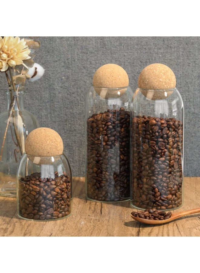 ComSaf 34 OZ Glass Storage Container with Ball Cork, Coffee Storage Jar, 3 Pcs Bath Salt Jar, Glass Jar with Cork Lids, Decorative Jar for Candy, Tea, Bathroom Apothecary Cotton Swab Qtip Holder - Image 3