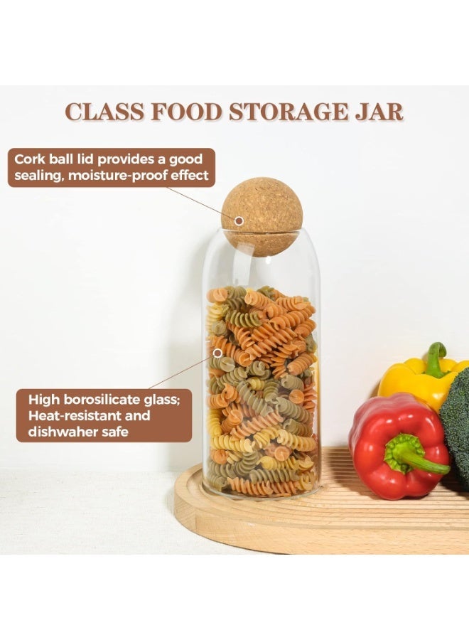 ComSaf 34 OZ Glass Storage Container with Ball Cork, Coffee Storage Jar, 3 Pcs Bath Salt Jar, Glass Jar with Cork Lids, Decorative Jar for Candy, Tea, Bathroom Apothecary Cotton Swab Qtip Holder - Image 2