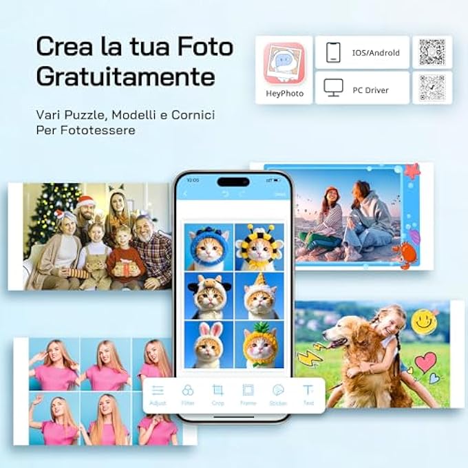 طابعة الصور، طابعة صور فورية مع 54 ورقة (4 × 6 بوصات)، تدعم اتصال الواي فاي، تطبيقات تحرير الصور الإبداعية، للهواتف الذكية بنظام iOS/Android - Image 3