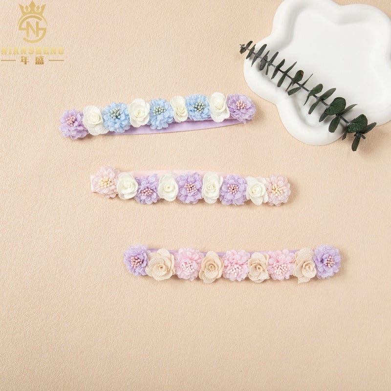 New Style 5 Small Flower Baby Hairbands, Kidsren'S Creative Handmade Jewelry, Holiday Party Artificial Flower Hair Jewelry - Image 4