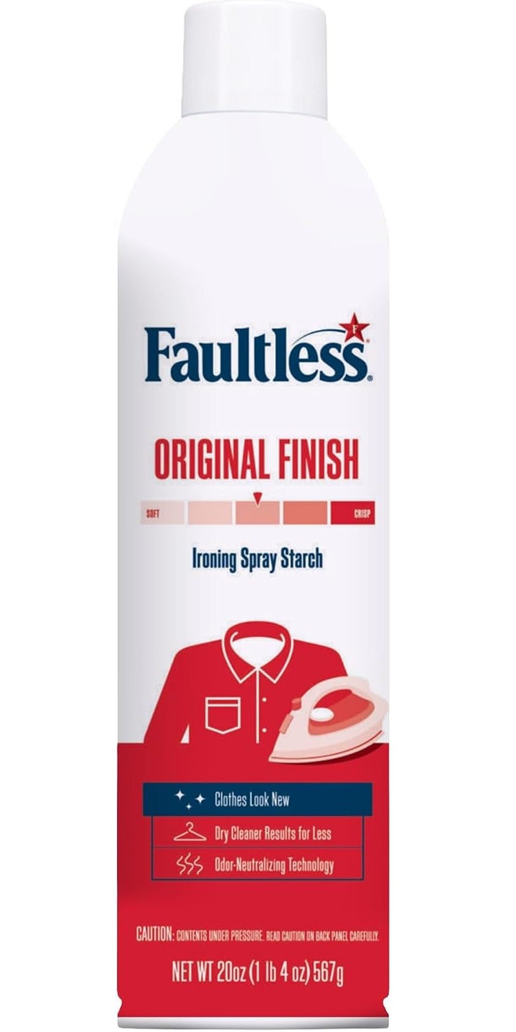 Faultless Original Finish Ironing Spray Starch, 567 g / 20 oz Aerosol Fabric Starch for Cotton, Wool and Washable Fabrics, Crisp Fresh-Laundered Finish with Odor-Neutralizing Technology - Image 1