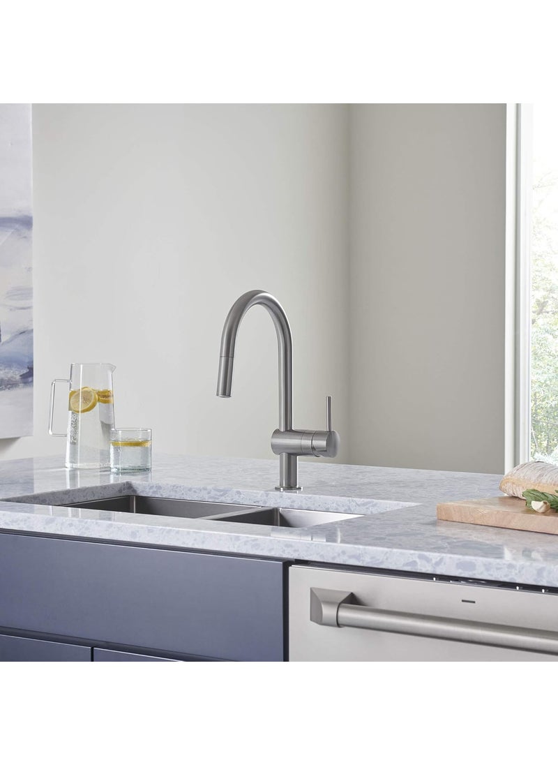 Grohe GROHE 31378DC3 Minta PullOut Kitchen Faucet with Sprayer Supersteel Stainless Steel  - Image 4