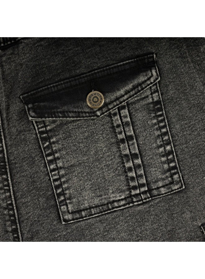مروان بنطال كارجو جينز للأولاد بخصر مطاطي ورباط شد | دنيم إBoys Denim Cargo Pants with Elastic Waistband & Drawstring | Indigo Denim | Multi-Pocket Casual Long Pantsنديغو | بنطال طويل متعدد الجيوب للأولاد - Image 3