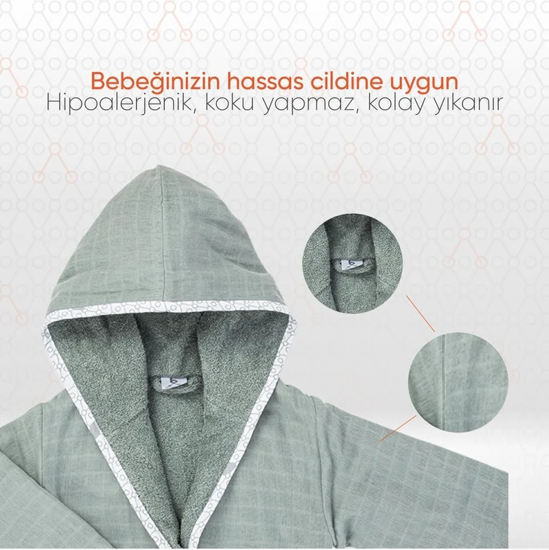 Gezenbebe Hero Muslin & Towel Baby Kids Bathrobe Elephant