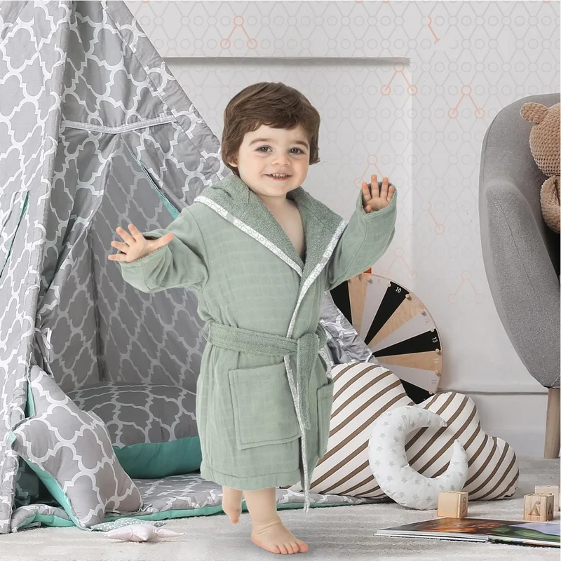 Gezenbebe Hero Muslin & Towel Baby Kids Bathrobe Elephant
