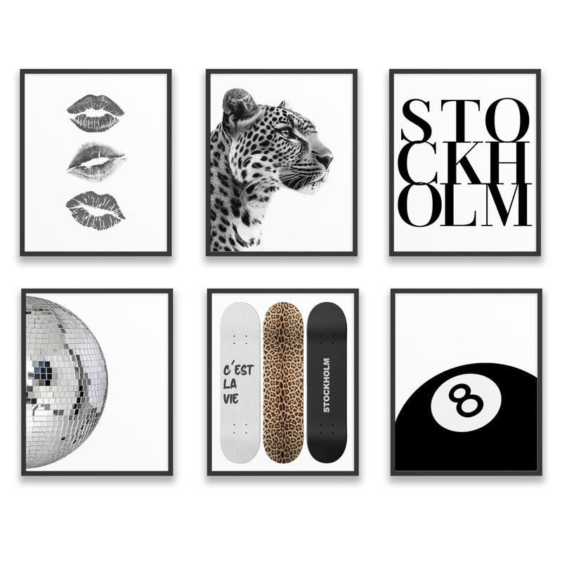 TwoDays ديكور غرفة ستوكهولم بأسلوب يومين للنساء فن الجدران العصري الأنيق لغرفة المعيشة ملصقات فاخرة للأزياء للمنزل غرفة النوم الشقة السكنية 8 × 10 مجموعة من 6 غير مؤطرة