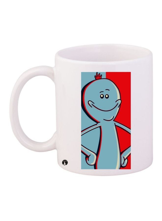 RYN Cartoon Printed Coffee Mug White/Blue/Red 11ounce