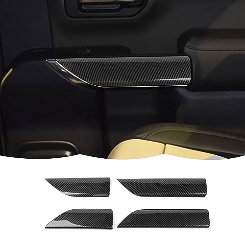 RT-TCZ RTTCZ Carbon Fiber Inner Door Handle Panel Cover Trim Interior Accessories for Chevrolet Silverado 20192022for GMC Sierra 20192022 - Image 1