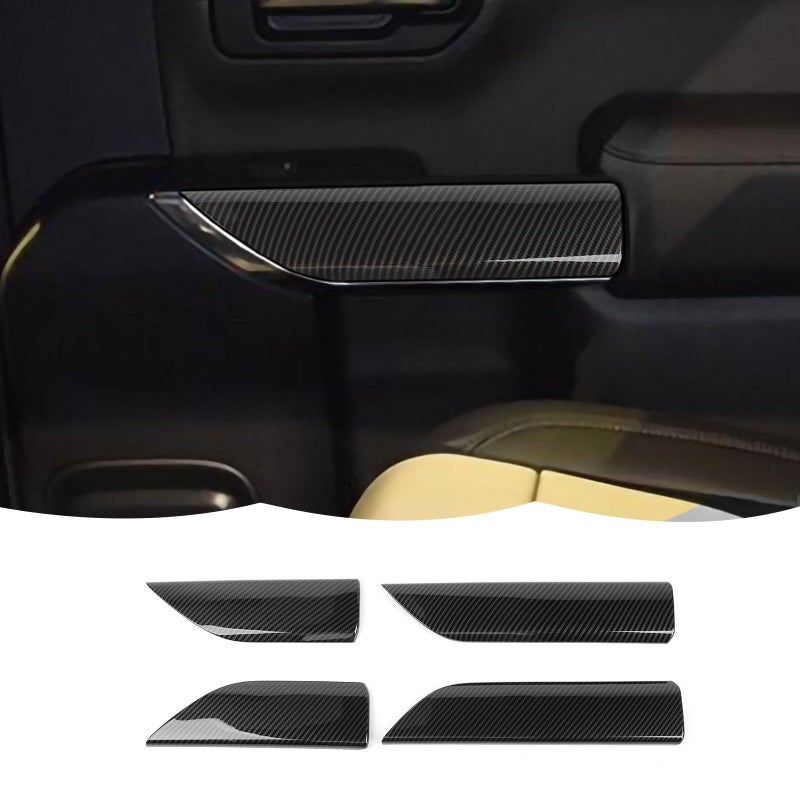 RT-TCZ RTTCZ Carbon Fiber Inner Door Handle Panel Cover Trim Interior Accessories for Chevrolet Silverado 20192022for GMC Sierra 20192022 - Image 2