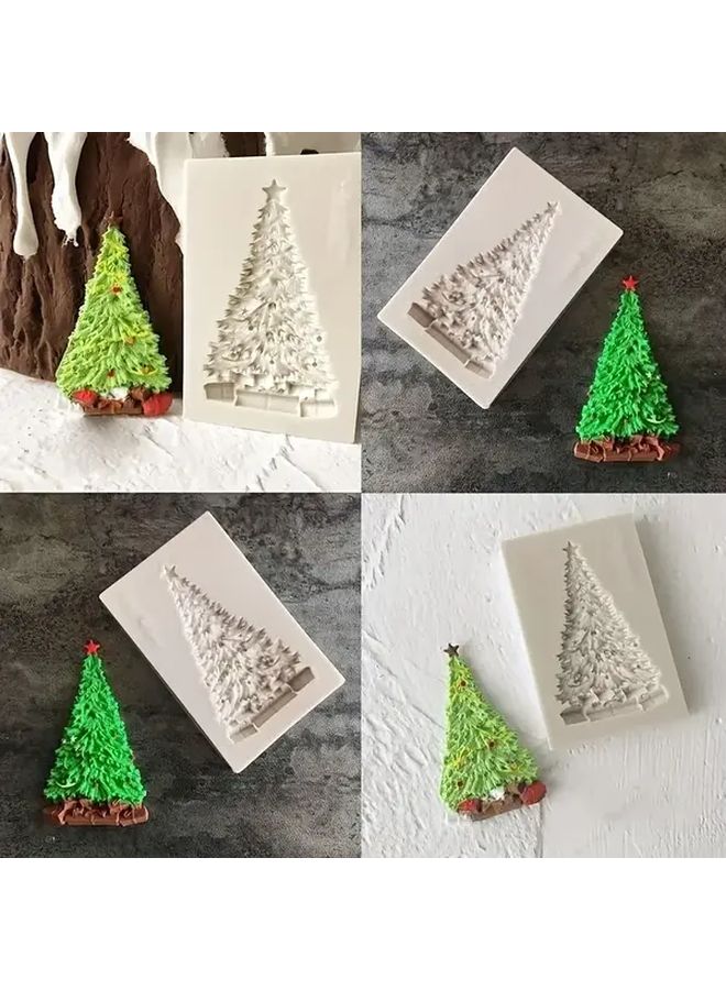 Beige Christmas Tree Silicone Mold For Diy Fondant Cake Baking Kitchen - Image 1
