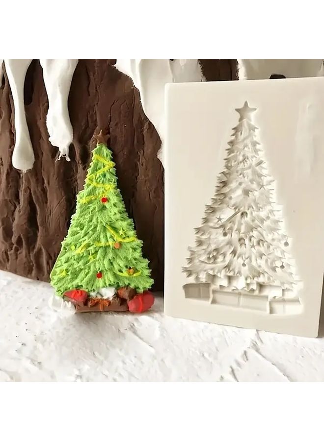 Beige Christmas Tree Silicone Mold For Diy Fondant Cake Baking Kitchen - Image 2