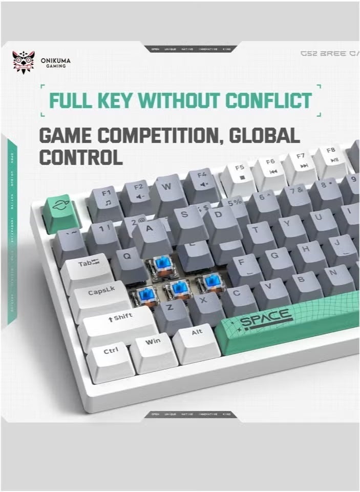 أونيكوما لوحة مفاتيح ألعاب ميكانيكية G52 بمفتاح بني 82 مفتاحًا، سلكية صغيرة 75%، مقاومة للماء، إضاءة خلفية صامتة، ألوان RGB مناسبة للاعبي الكمبيوتر/PS4/Xbox - Image 4