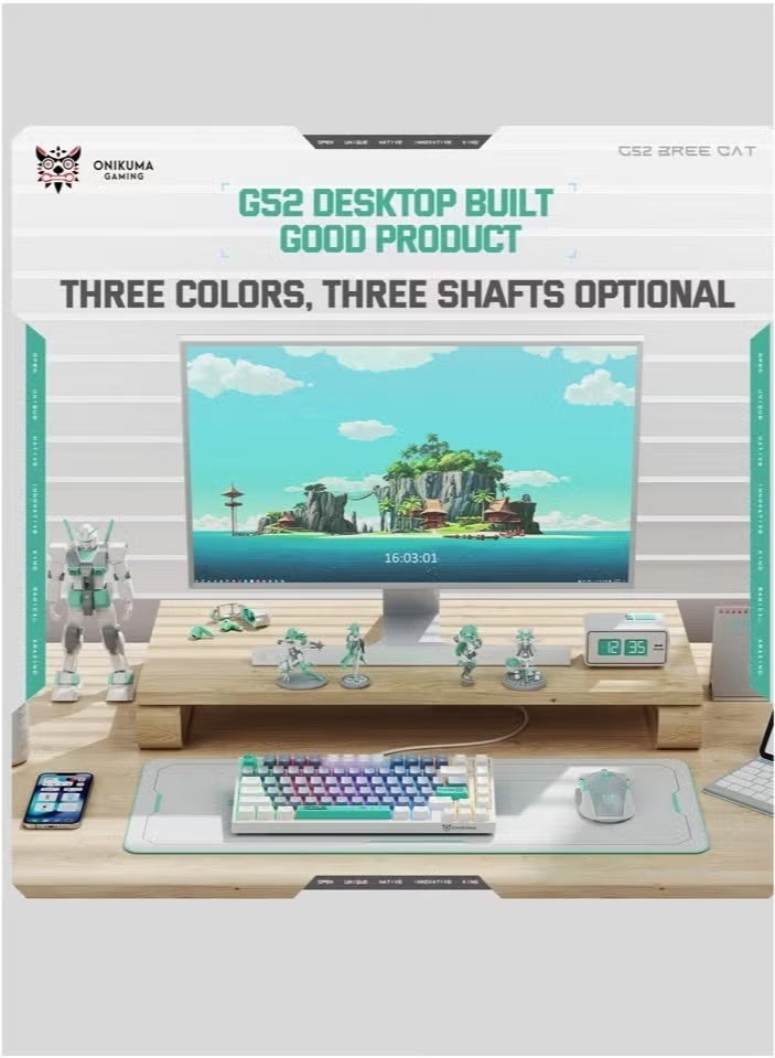 أونيكوما لوحة مفاتيح ألعاب ميكانيكية G52 بمفتاح بني 82 مفتاحًا، سلكية صغيرة 75%، مقاومة للماء، إضاءة خلفية صامتة، ألوان RGB مناسبة للاعبي الكمبيوتر/PS4/Xbox - Image 5