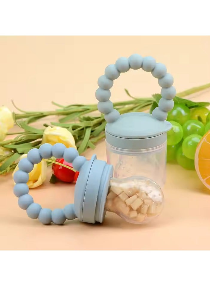 2 baby Fruit Feeders + 2 Silicone baby Finger Toothbrushes – Safe baby feeding set for introducing Fruits & Baby Oral care – Feeder and Toothbrush for infant/ toddler - Image 4