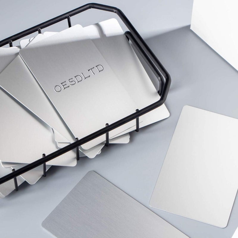 OESDLTD Thick Aluminum Metal Business Cards Anodized Aluminum 86 X 54 X 0.8mm 15 pcs Include Protector Sleeves (silver) - Image 5