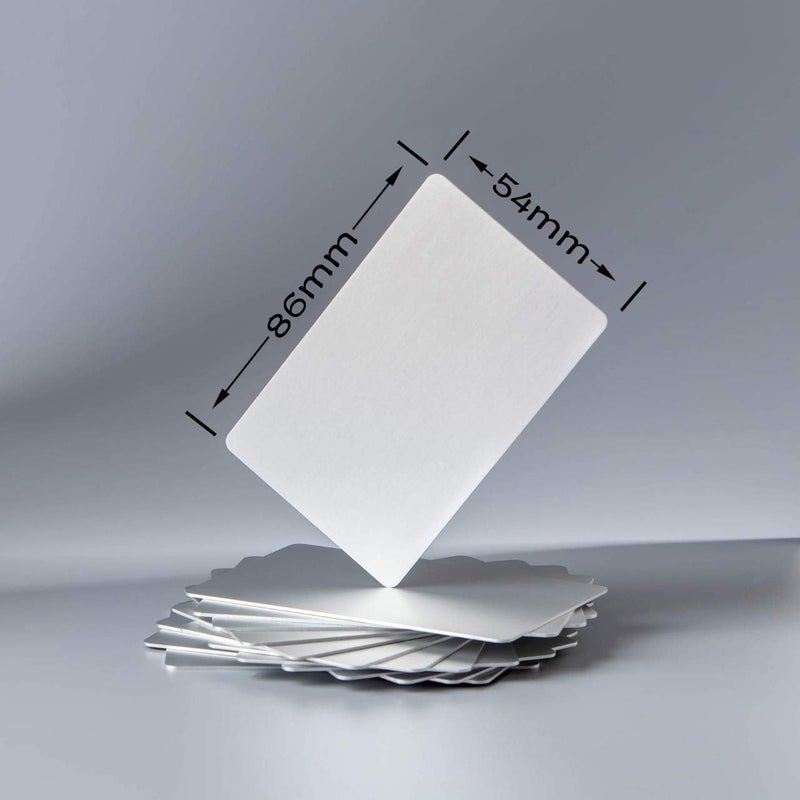 OESDLTD Thick Aluminum Metal Business Cards Anodized Aluminum 86 X 54 X 0.8mm 15 pcs Include Protector Sleeves (silver) - Image 2